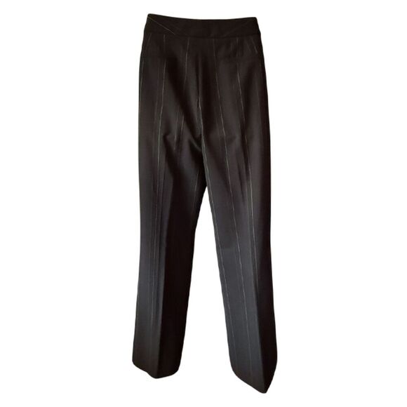 Anne Klein Black Pantsuit With Green & purple Pinstripes Size 6 - Picture 3 of 17